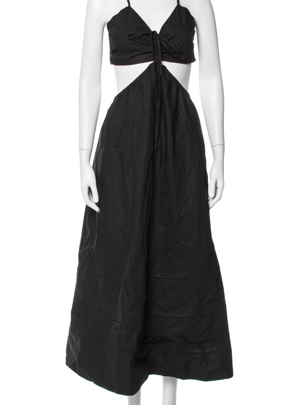Black Cutout Maxi Dress with Tie Front